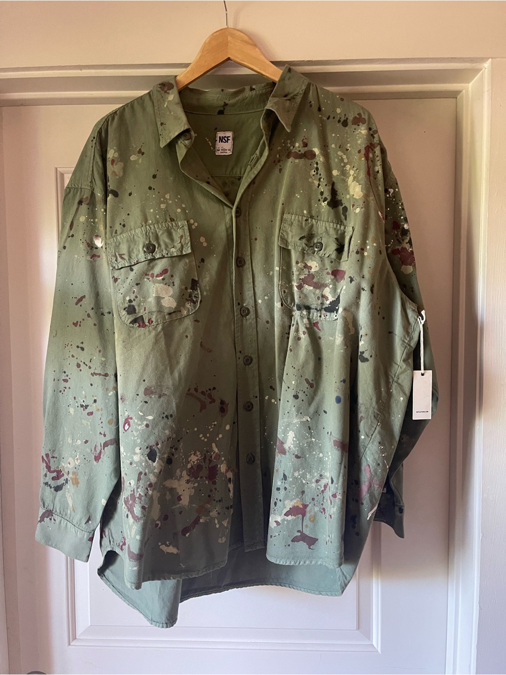 NSF Olive Green Paint-Splatter Field Shirt Jacket
